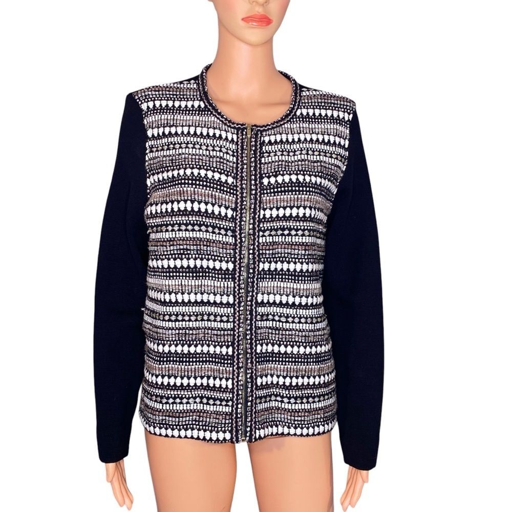 Charter Club Cozy Cardigan Knit Sweater Full Zip Two Tone Womens Size Large